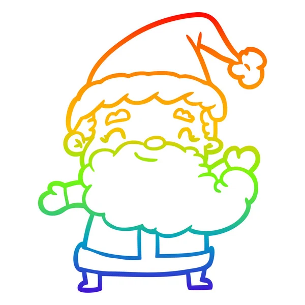 Regenboog gradiënt lijntekening Kerstman — Stockvector