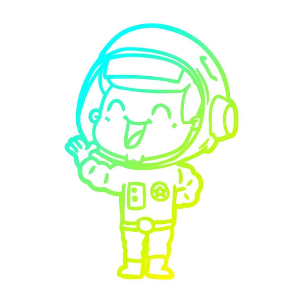 차가운 그라데이션 라인 그리기 행복 만화 우주 비행사 — 스톡 벡터