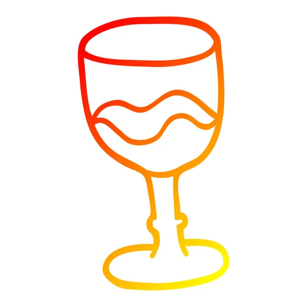 Warm gradient line drawing cartoon glass of red wine — Stock Vector