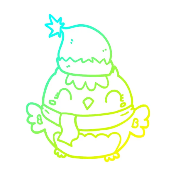 かわいいクリスマスフクロウを描く冷たいグラデーションライン — ストックベクタ