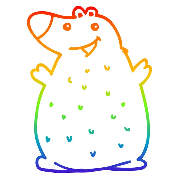 Arco iris gradiente línea dibujo dibujos animados feliz oso — Vector de stock