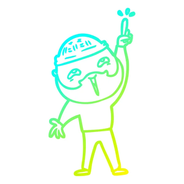 Soğuk degrade çizgi çizim karikatür mutlu sakallı adam — Stok Vektör