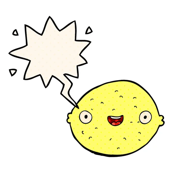 Мультяшный лимон и речевой пузырь в стиле комиксов — стоковый вектор