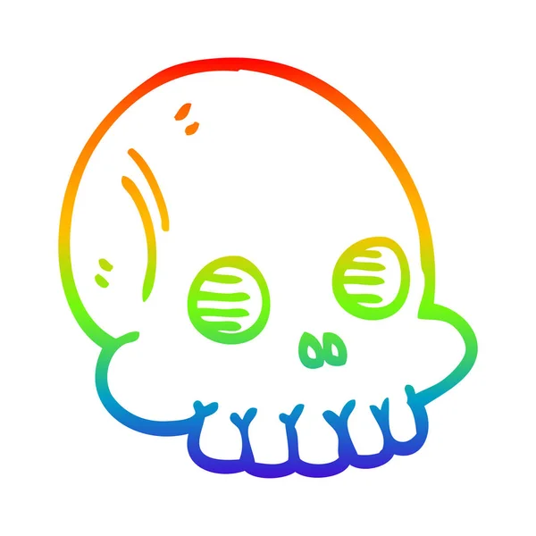 Arco-íris linha gradiente desenho desenhos animados halloween crânio — Vetor de Stock