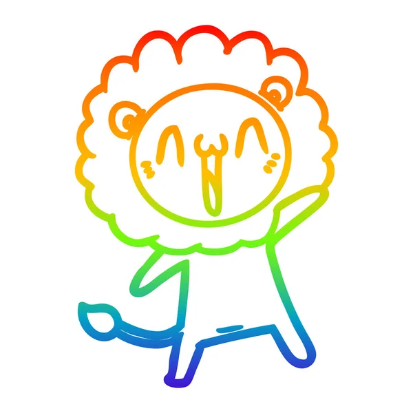 Arco iris gradiente línea dibujo feliz dibujos animados león — Archivo Imágenes Vectoriales