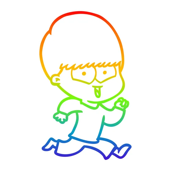 Regenboog gradiënt lijntekening cartoon Happy Boy — Stockvector