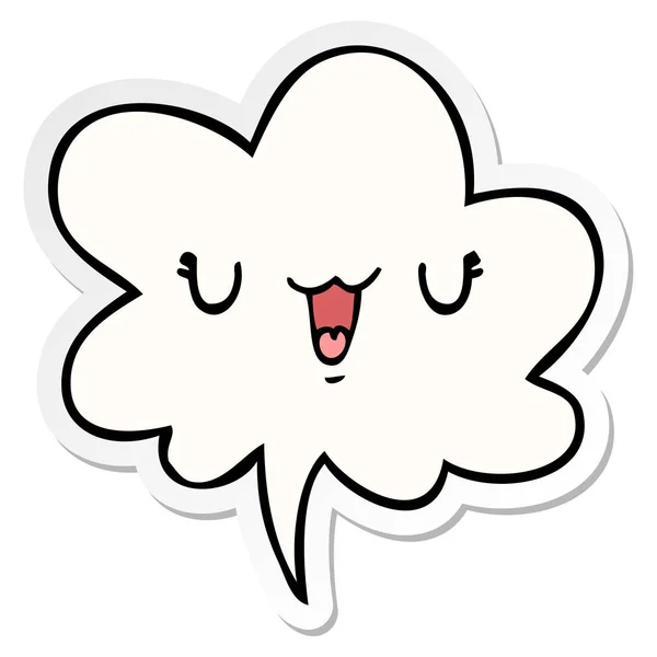 Niedlich glücklich Cartoon Gesicht und Sprechblase Aufkleber — Stockvektor