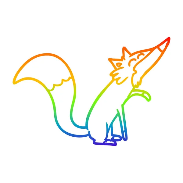 Rainbow gradient line drawing cartoon fox — Stock Vector