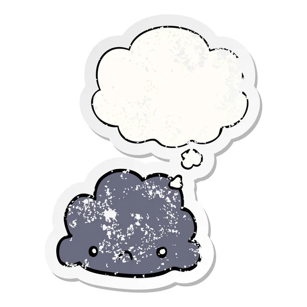 Καρτούν σύννεφο και φούσκα σκέψης ως ένα ανήσυχος φοριέται αυτοκόλλητο — Διανυσματικό Αρχείο