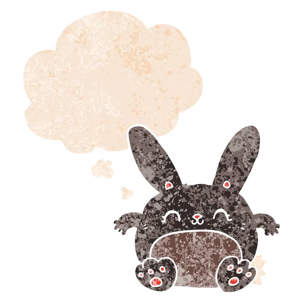 Kreskówka królik i myśl bańka w stylu retro teksturowane — Wektor stockowy