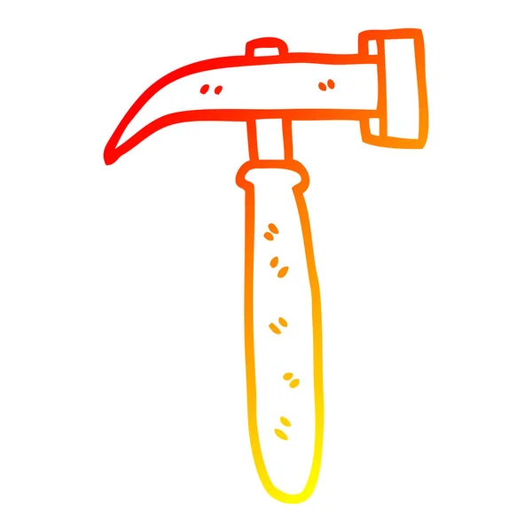 Warm gradient line drawing cartoon hammer — Stock Vector