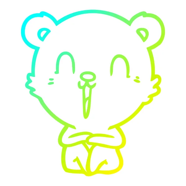 Linea gradiente freddo disegno felice cartone animato orso polare — Vettoriale Stock