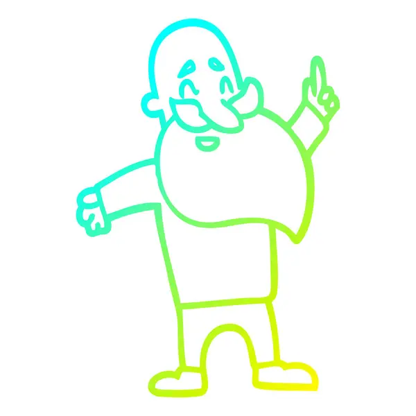 Hideg színátmenet vonal rajz rajzfilm szakállas férfi — Stock Vector