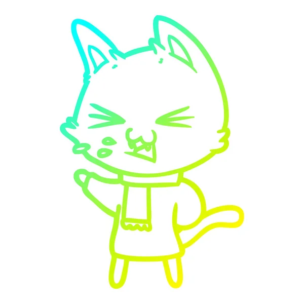 Studený gradient čára kresba Kreslená kočka sykot — Stockový vektor