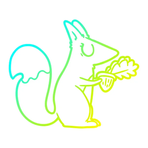 Koude gradiënt lijntekening cartoon eekhoorn — Stockvector