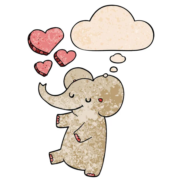 卡通大象与爱的心和思想泡沫在格鲁格t — 图库矢量图片