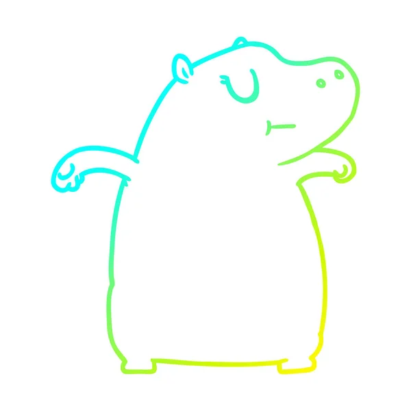 Linha gradiente frio desenho cartoon hipopótamo —  Vetores de Stock