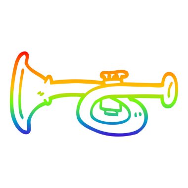 gökkuşağı gradyan çizgi çizim karikatür metal trompet