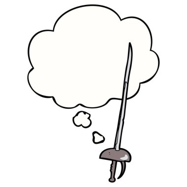 karikatür kılıç ve düşünce balonu