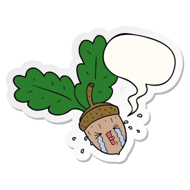 karikatür meşe palamudu ve konuşma kabarcık etiket ağlama