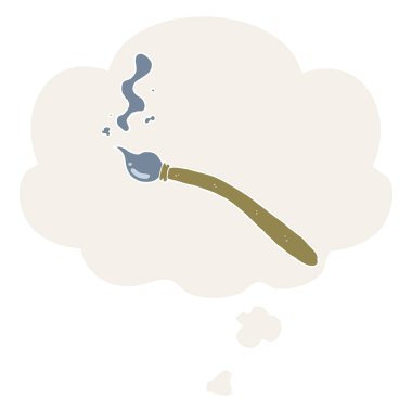 retro tarzı karikatür boya fırça sı ve düşünce balonu