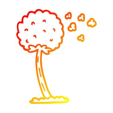 rüzgarda esen sıcak degrade çizgi çizim karikatür karahindiba