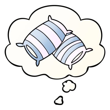 karikatür yastık ve pürüzsüz degrade tarzında düşünce balonu