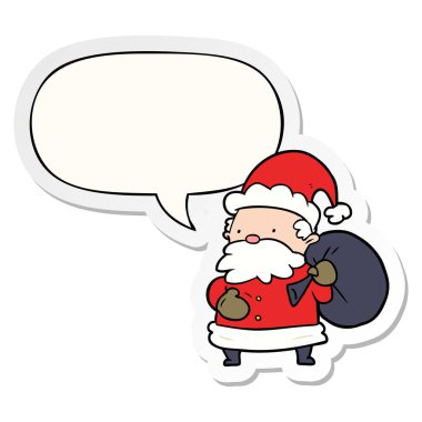 karikatür noel baba ve konuşma kabarcık etiket