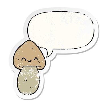 karikatür mantar ve konuşma balonu sıkıntılı etiket