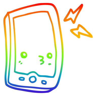 gökkuşağı gradyan çizgi çizim karikatür cep telefonu