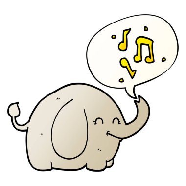 düzgün degrade fil ve konuşma balonu trompet karikatür