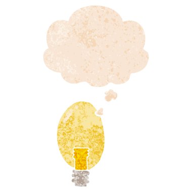 retro dokulu stil karikatür elektrik ışığı ve düşünce balonu