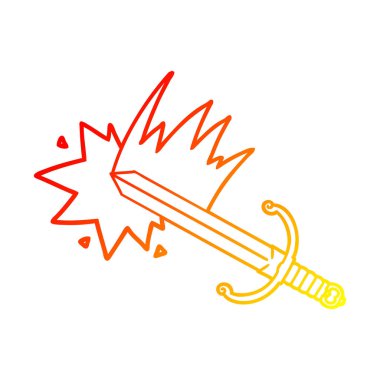 sıcak degrade çizgi çizim karikatür kılıç sallanan