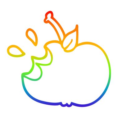 gökkuşağı gradyan çizgi çizim karikatür sulu ısırık elma