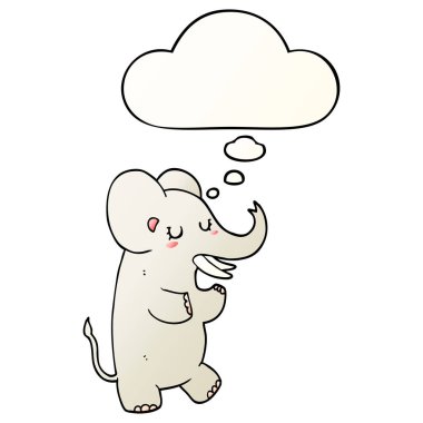 karikatür fil ve pürüzsüz degrade tarzında kabarcık düşünce