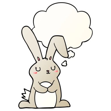 çizgi film tavşan ve pürüzsüz degrade tarzında düşünce balonu