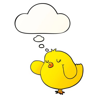 çizgi film kuş ve pürüzsüz degrade tarzında düşünce balonu