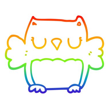 gökkuşağı degrade çizgi çizim sevimli karikatür baykuş