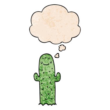 karikatür kaktüs ve grunge doku desen stil düşünce kabarcık