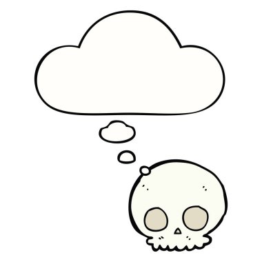 karikatür kafatası ve düşünce balonu