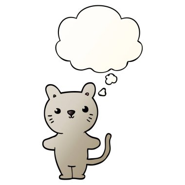 çizgi film kedi ve pürüzsüz degrade tarzında düşünce balonu