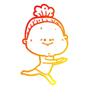 sıcak degrade çizgi çizim karikatür mutlu yaşlı kadın