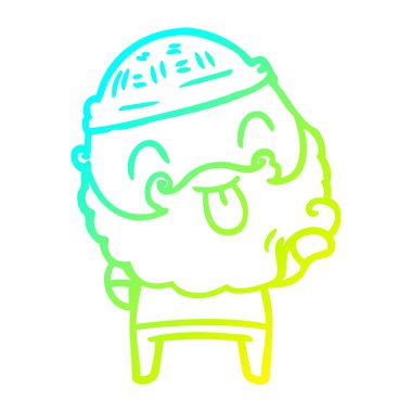 soğuk degrade çizgi dil dışarı yapışmasını sakallı adam çizim