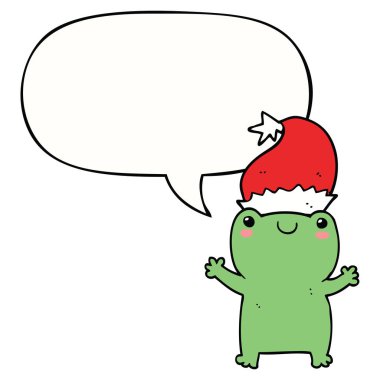 sevimli noel kurbağa ve konuşma balonu