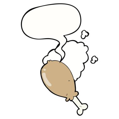 karikatür tavuk bacak ve konuşma balonu