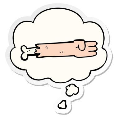 karikatür zombi kolu ve baskılı bir etiket olarak kabarcık düşünce