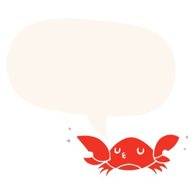 retro tarzında karikatür yengeç ve konuşma balonu