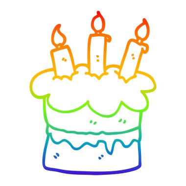 gökkuşağı gradyan çizgi çizim karikatür çikolatalı kek