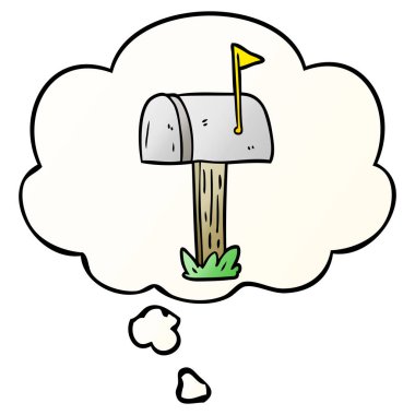 karikatür posta kutusu ve pürüzsüz degrade tarzında düşünce balonu