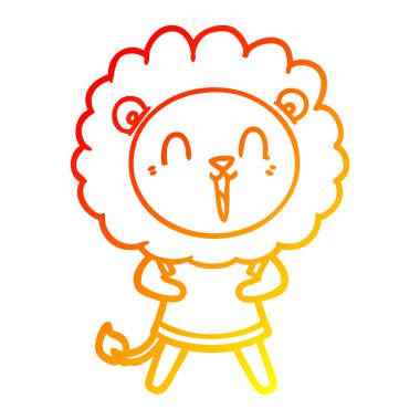 sıcak degrade çizgi çizim gülen aslan karikatür